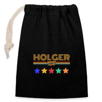 Holger - Sac cadeau en coton avec cordon (14 x 20 cm) - noir - Devant