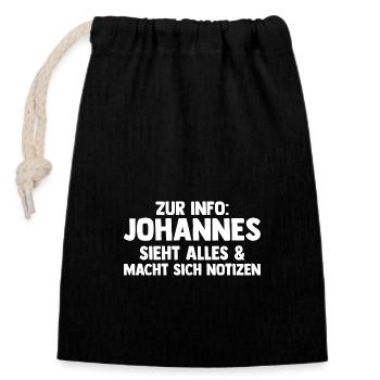 Johannes - Verschließbarer Geschenkbeutel aus Baumwolle (14x20cm) - Schwarz - Vorne