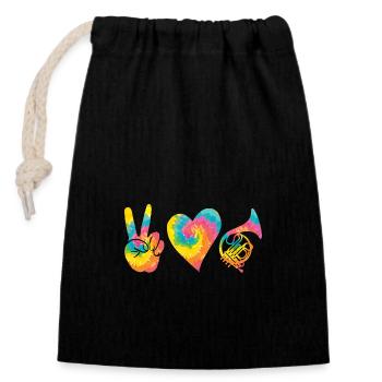 Horn player French horn - Closable cotton gift bag (14x20cm) - black - Front