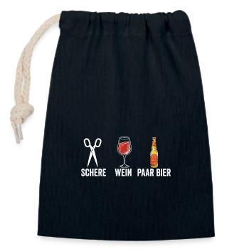 Wein Schere Paar Bier - Verschließbarer Geschenkbeutel aus Baumwolle (14x20cm) - Navy - Vorne