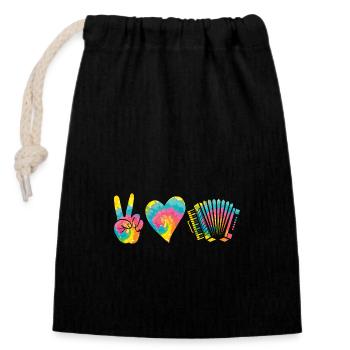 Accordion Player Accordion - Closable cotton gift bag (14x20cm) - black - Front