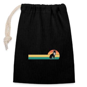 Border Collie - Closable cotton gift bag (14x20cm) - black - Front