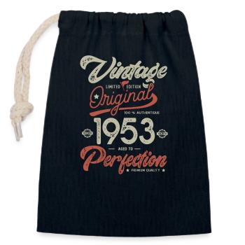 1953 anniversaire vintage 70 ans - Sac cadeau en coton avec cordon (14 x 20 cm) - bleu marine - Devant