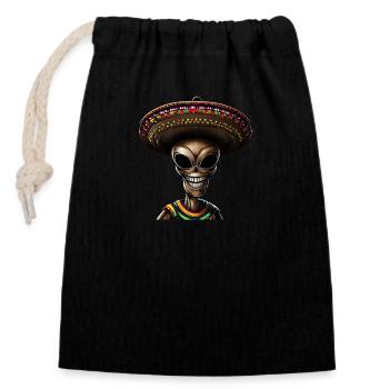 Mexican Alien Costume for Halloween - Unique - Closable cotton gift bag (14x20cm) - black - Front