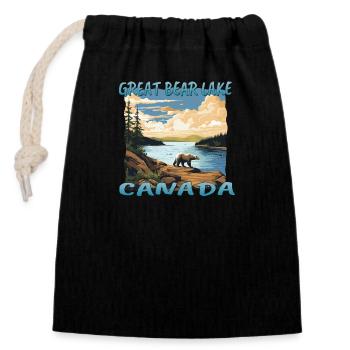 Vacances au Grand Lac de l’Ours, Canada - Sac cadeau en coton avec cordon (14 x 20 cm) - noir - Devant