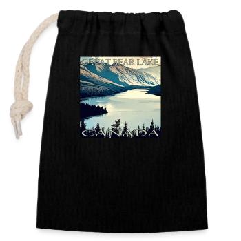 Vacances au Grand Lac de l’Ours, Canada - Sac cadeau en coton avec cordon (14 x 20 cm) - noir - Devant