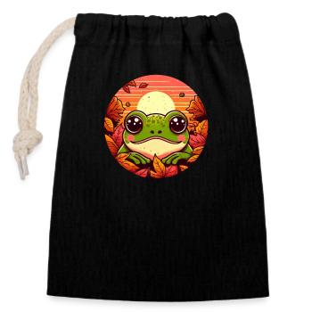 Feuillage paresseux Round Sunset - Sac cadeau en coton avec cordon (14 x 20 cm) - noir - Devant