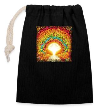 Autumnal Colour Magic: Rainbow of Leaves - Closable cotton gift bag (14x20cm) - black - Front