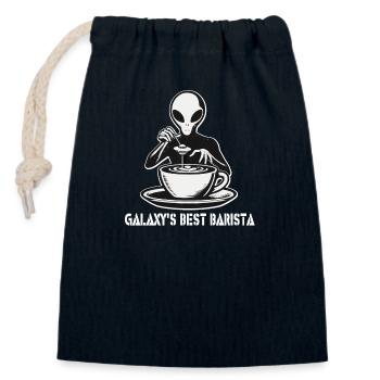 Galaxie's Best Barista: The Coffee Alien - Closable cotton gift bag (14x20cm) - navy - Front