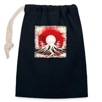 Kyoto Berge: Flagge, Vulkan und Blutmond - Verschließbarer Geschenkbeutel aus Baumwolle (14x20cm) - Navy - Vorne
