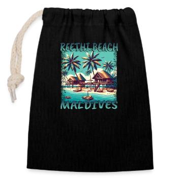 Maldives Reethi Beach Grunge Recreation - Closable cotton gift bag (14x20cm) - black - Front