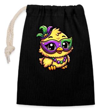 Mardi Gras Poulet, poussin déguisé - Sac cadeau en coton avec cordon (14 x 20 cm) - noir - Devant