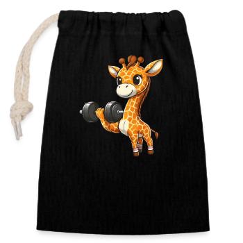 Giraffe Bench Press Workout - Closable cotton gift bag (14x20cm) - black - Front