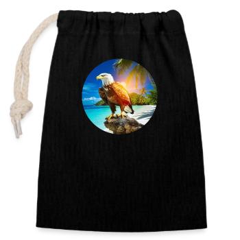 Adler am Eagle Beach Aruba Sommerurlaub - Verschließbarer Geschenkbeutel aus Baumwolle (14x20cm) - Schwarz - Vorne