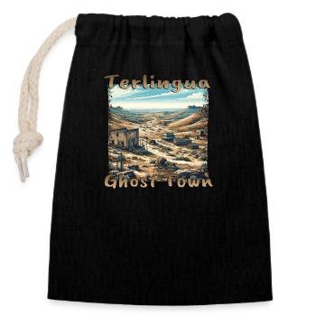 Terlingua Geisterstadt Texas Wüste Grunge - Verschließbarer Geschenkbeutel aus Baumwolle (14x20cm) - Schwarz - Vorne