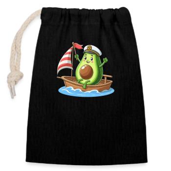 Coole Segeljolle Avocado Sommermotiv - Verschließbarer Geschenkbeutel aus Baumwolle (14x20cm) - Schwarz - Vorne