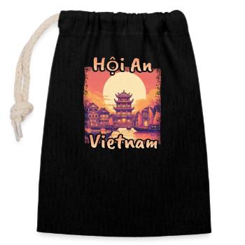 Hoi An Vietnam Urlaub Asien Sonnenuntergang - Verschließbarer Geschenkbeutel aus Baumwolle (14x20cm) - Schwarz - Vorne