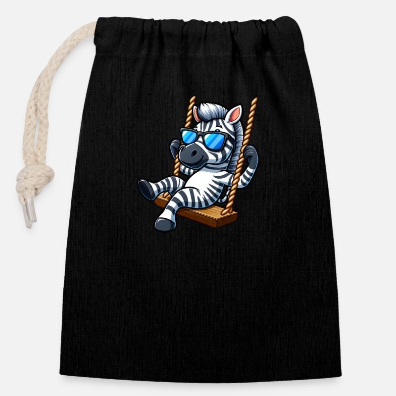 Lunettes de soleil Cool Zebra Swing Été - Sac cadeau en coton avec cordon (14 x 20 cm) - noir