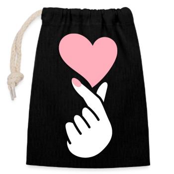 Hand Symbol Kpop K-pop Korea Heart Love Musik - Verschließbarer Geschenkbeutel aus Baumwolle (14x20cm) - Schwarz - Vorne