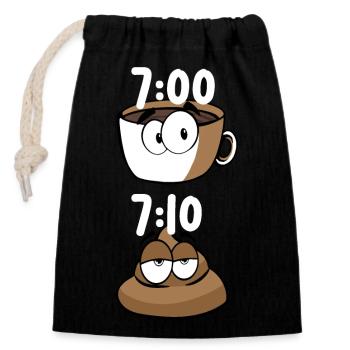 KAFFEE KACKEN KACKE FRÜHSTÜCK - Verschließbarer Geschenkbeutel aus Baumwolle (14x20cm) - Schwarz - Vorne