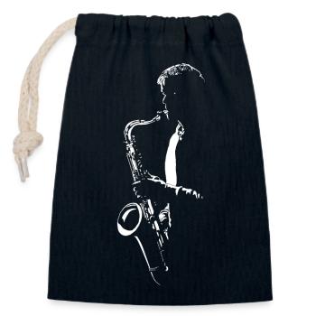 SAXOPHONISTE, T-SHIRT SAXOPHONE RÉTRO POUR SAXOPHONISTE - Sac cadeau en coton avec cordon (14 x 20 cm) - bleu marine - Devant