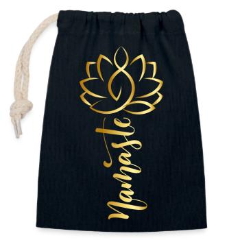 Fleur de Namaste lotos - Sac cadeau en coton avec cordon (14 x 20 cm) - bleu marine - Devant