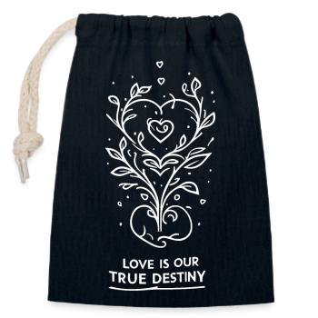 Liebe ist unsere wahre Bestimmung - Verschließbarer Geschenkbeutel aus Baumwolle (14x20cm) - Navy - Vorne