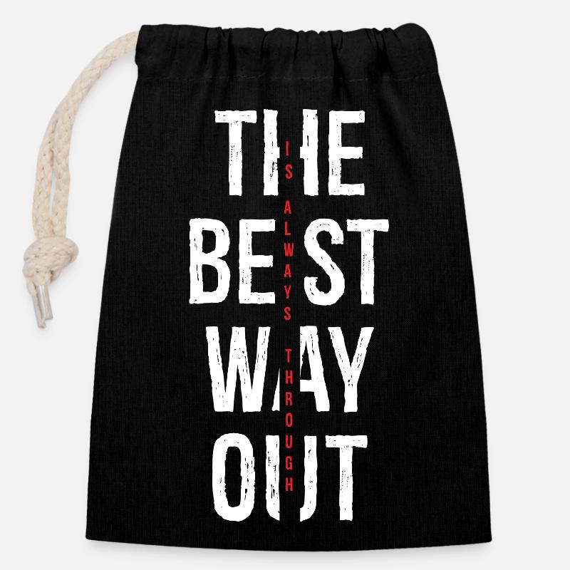 the best way out is always though - Closable cotton gift bag (14x20cm) - black