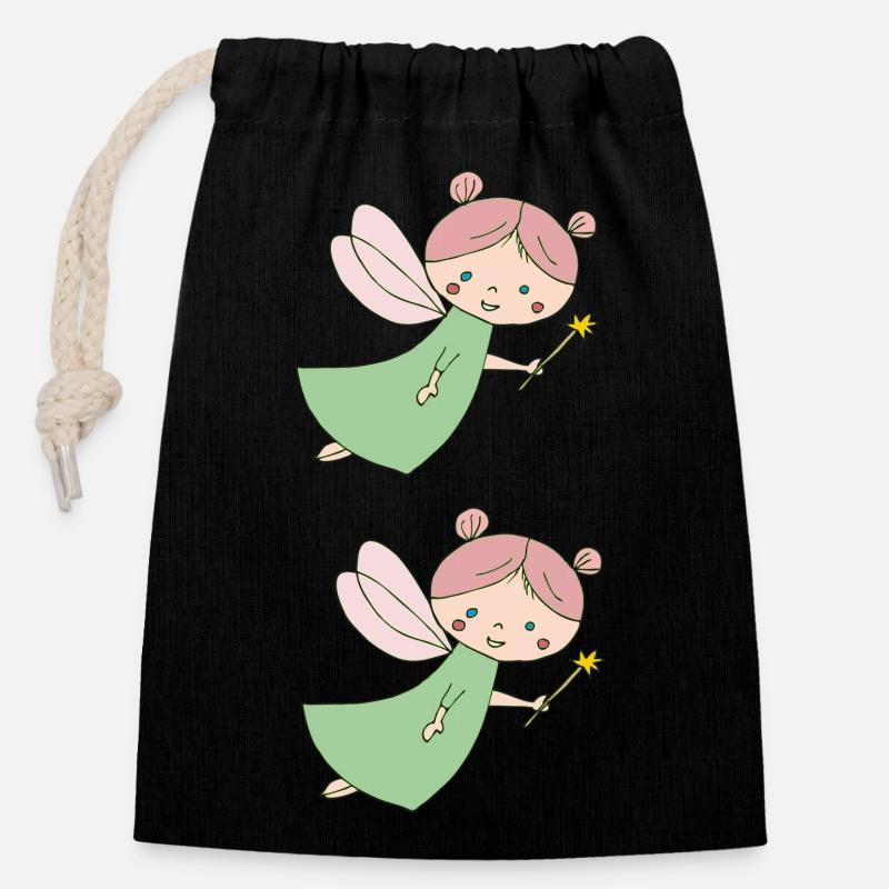 Fee double - Closable cotton gift bag (14x20cm) - black