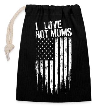 Funny design for hot mom fans - Closable cotton gift bag (14x20cm) - black - Front