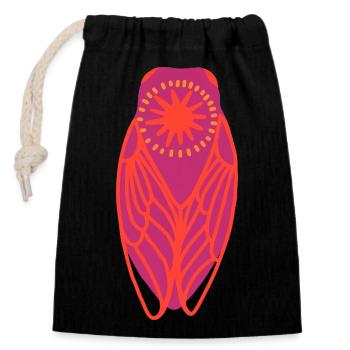 Cigale bohemian sun - Closable cotton gift bag (14x20cm) - black - Front