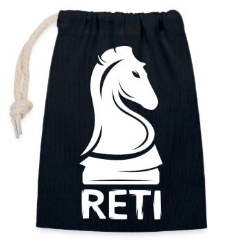 reti Schacheröffnung knight - Schachpferd Logo - Verschließbarer Geschenkbeutel aus Baumwolle (14x20cm) - Navy - Vorne