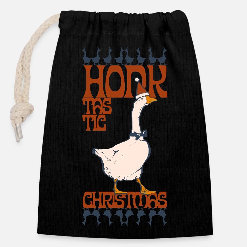 NOËL HONKTASTIC - Sac cadeau en coton avec cordon (14 x 20 cm) - noir