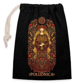 Poludnica Slavic Sun Maiden - Closable cotton gift bag (14x20cm) - black - Front