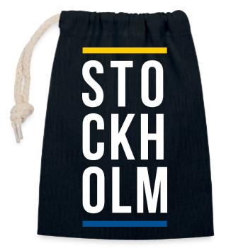 Stockholm City logo design - Closable cotton gift bag (14x20cm) - navy - Front