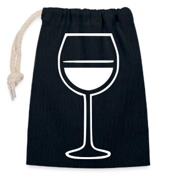 Wein Weinglas weiß - Verschließbarer Geschenkbeutel aus Baumwolle (14x20cm) - Navy - Vorne