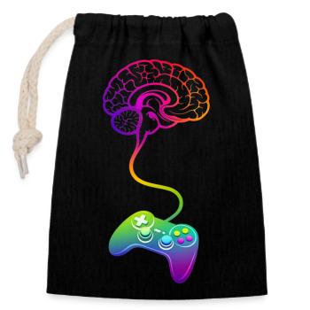 Cadeaux de gamer pour hommes et femmes jeux vidéo - Sac cadeau en coton avec cordon (14 x 20 cm) - noir - Devant