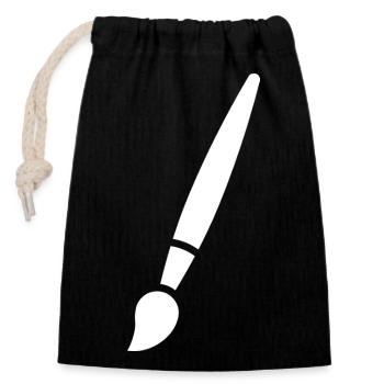 Pinceau, peinture, symbole artistique - Sac cadeau en coton avec cordon (14 x 20 cm) - noir - Devant