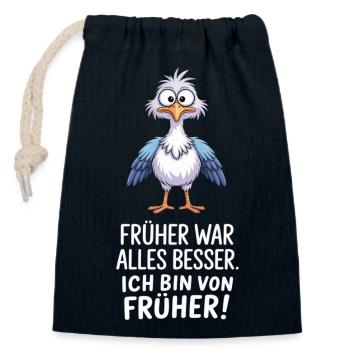 Früher War Alles Besser - Verschließbarer Geschenkbeutel aus Baumwolle (14x20cm) - Navy - Vorne