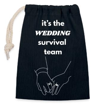 Équipe de survie du mariage - Sac cadeau en coton avec cordon (14 x 20 cm) - bleu marine - Devant
