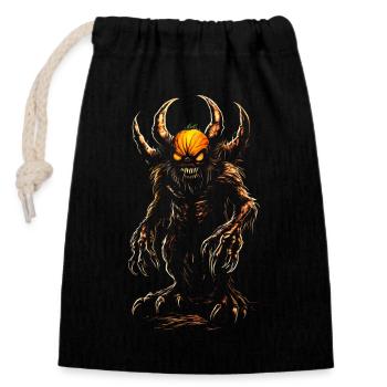 Monster Halloween Pumpkin Creepy Creepy Monster - Closable cotton gift bag (14x20cm) - black - Front