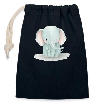 Elephant Drawing Watercolor Kids - Closable cotton gift bag (14x20cm) - navy - Front