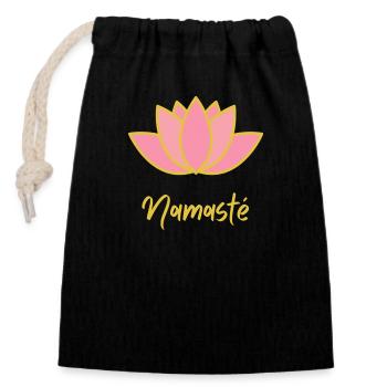 Namaste Lotus Yoga d’Or - Sac cadeau en coton avec cordon (14 x 20 cm) - noir - Devant