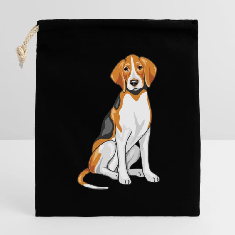 Foxhound assis Sac cadeau en coton avec cordon (14 x 20 cm)