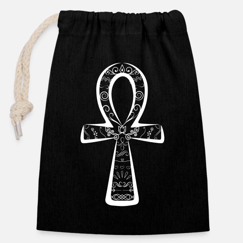 Ankh - Closable cotton gift bag (14x20cm) - black