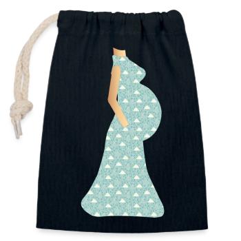 Schwanger - Verschließbarer Geschenkbeutel aus Baumwolle (14x20cm) - Navy - Vorne
