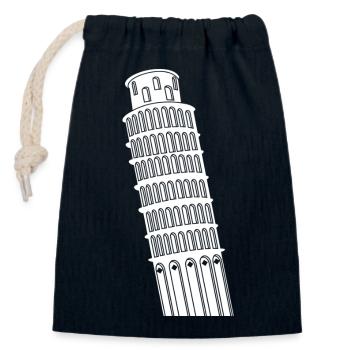 Schiefe Turm von Pisa Italien Sehenswürdigkeit - Verschließbarer Geschenkbeutel aus Baumwolle (14x20cm) - Navy - Vorne