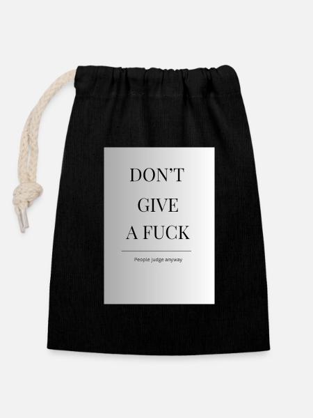Don’t Give a Fuck - Verschließbarer Geschenkbeutel aus Baumwolle (14x20cm) - Schwarz