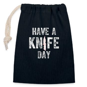 Have A Knife Day - Lustiger Messersammler - Verschließbarer Geschenkbeutel aus Baumwolle (14x20cm) - Navy - Vorne