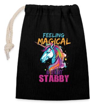 Feeling Magical and a Bit Stabby - Closable cotton gift bag (14x20cm) - black - Front